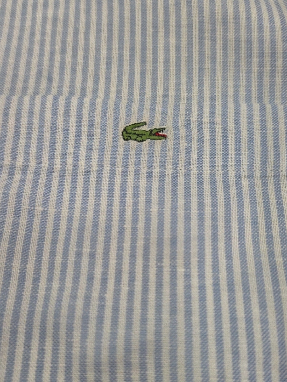 Lacoste Men’s Light Blue & White Striped Button-Down 56% Linen, S(38), NWOT - Picture 15 of 16